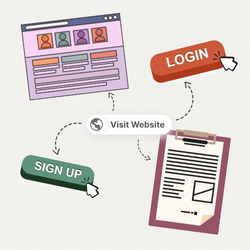 website links, buttons and messages