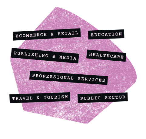 Industries served: Ecommerce and retail, education, publishing and media, healthcare, professional services, travel and tourism, and public sector.